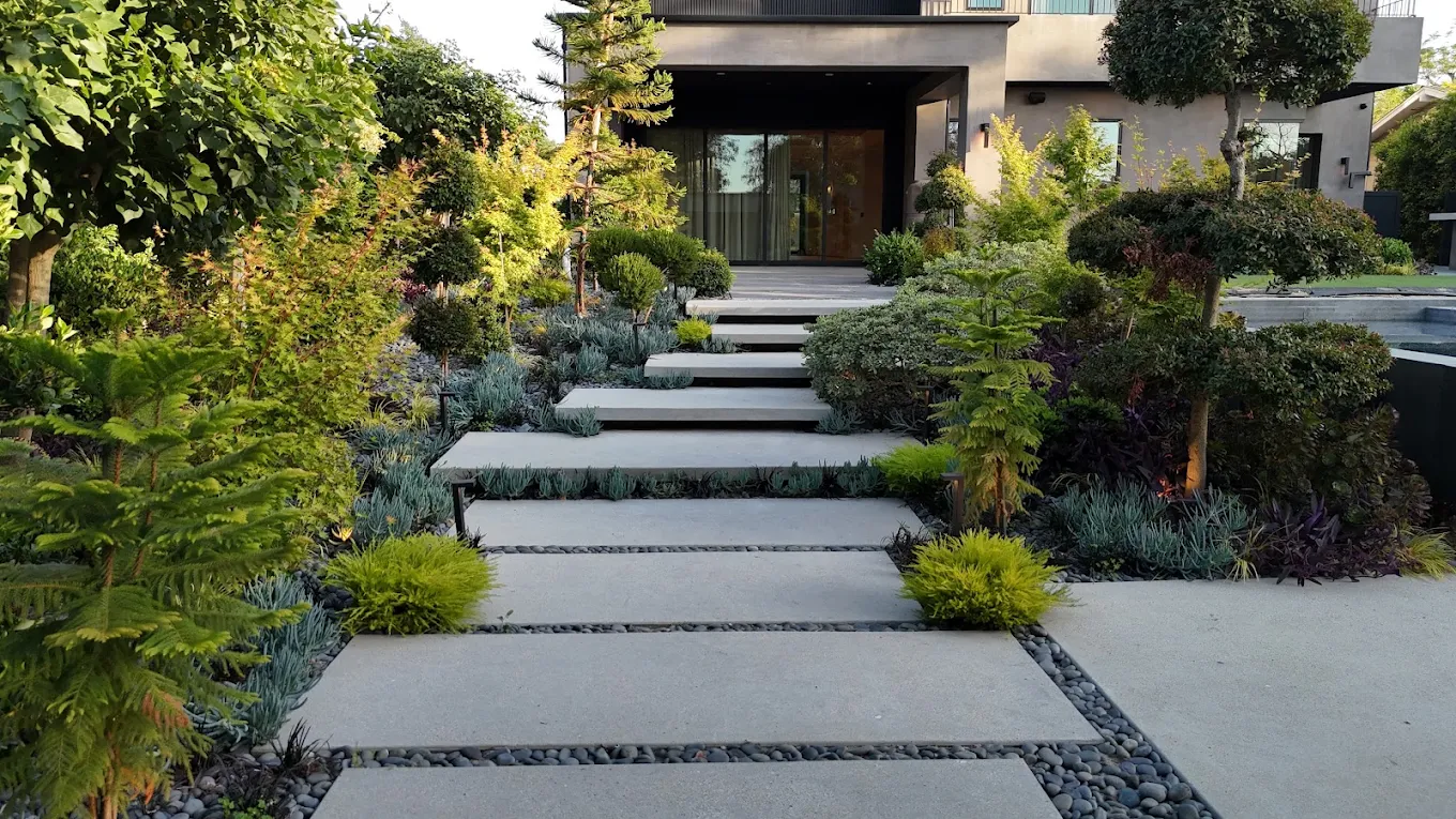 Garden-Framed Entry Steps in Jamul, San Diego