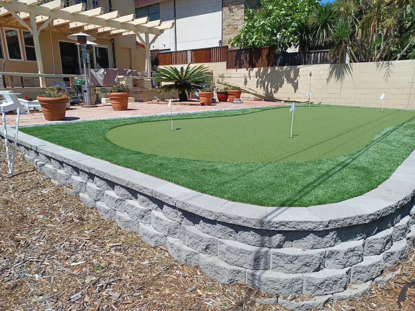 Raised Backyard Putting Green — Staples Landscaping project in Oceanside, San Diego