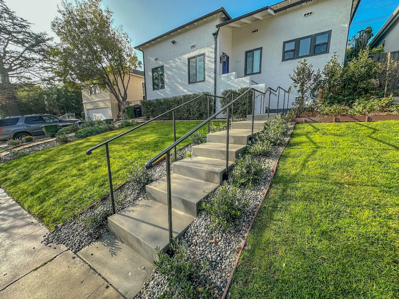 Concrete Entry Stairs & Gravel Borders in Cortez Hill, San Diego
