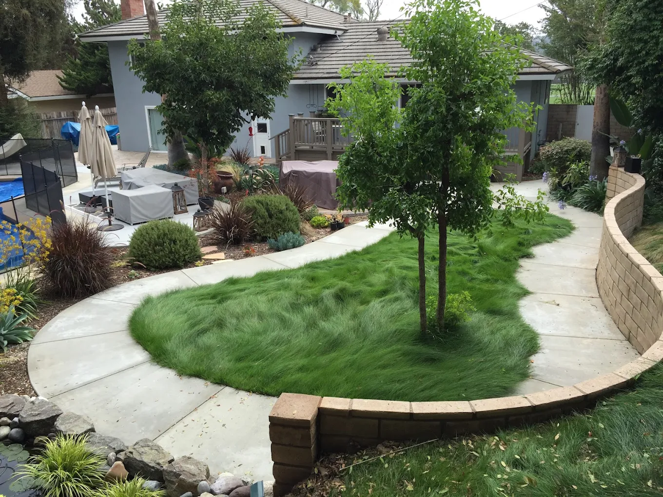Curving Paths & Grassy Garden Island in Bay Ho, San Diego