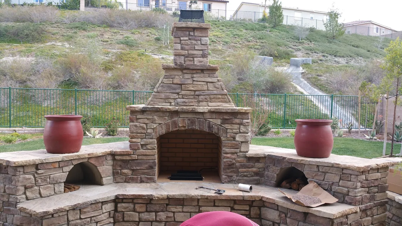 Stone-Faced Garden Fireplace in North Park, San Diego