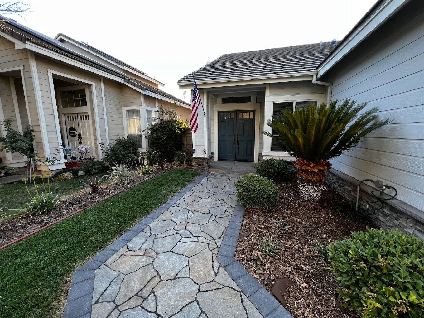 Garden-Framed Front Entry Walk in Carmel Valley, San Diego